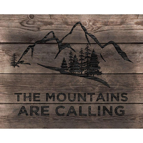 Mountains are Calling White Modern Wood Framed Art Print by CAD Designs
