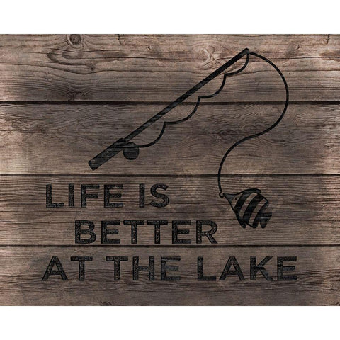 Better at the Lake Black Modern Wood Framed Art Print by CAD Designs