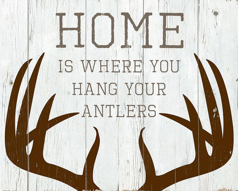 Hang Your Antlers Black Ornate Wood Framed Art Print with Double Matting by Santiago, Daniela