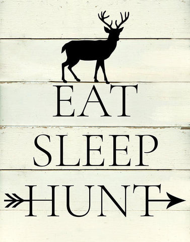 Eat Sleep Hunt White Modern Wood Framed Art Print with Double Matting by Robinson, Carol