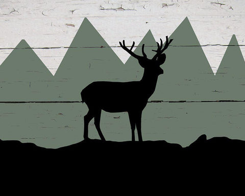 Mountain Deer White Modern Wood Framed Art Print with Double Matting by Craven, Katrina