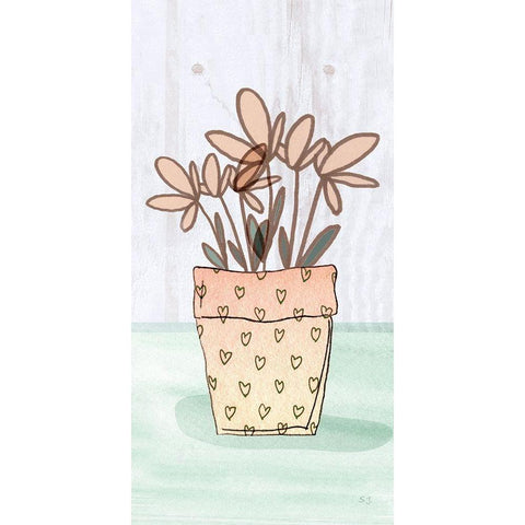 Potted Posies I Black Modern Wood Framed Art Print with Double Matting by Jill, Susan