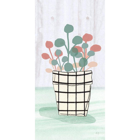 Potted Posies III Black Modern Wood Framed Art Print with Double Matting by Jill, Susan