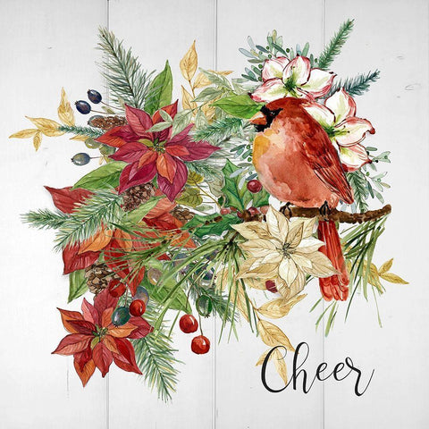 Holiday Poinsettia Cheer Black Modern Wood Framed Art Print by Finn, Livi