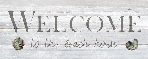 Welcome to the Beach House Black Ornate Wood Framed Art Print with Double Matting by Robinson, Carol