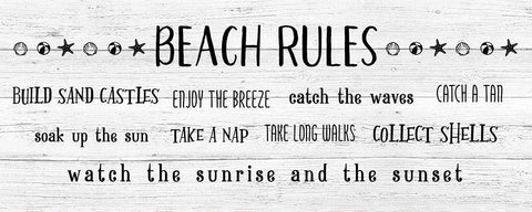 Rules of the Beach Black Ornate Wood Framed Art Print with Double Matting by Carpentieri, Natalie