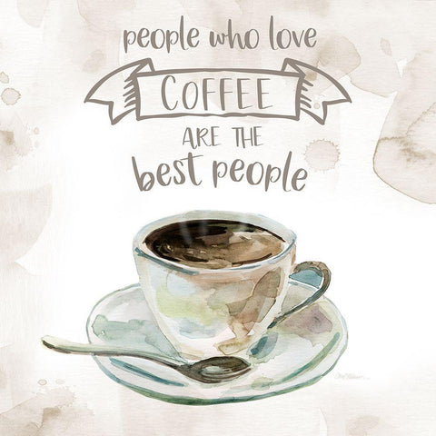 People Who Love Coffee White Modern Wood Framed Art Print by Robinson, Carol