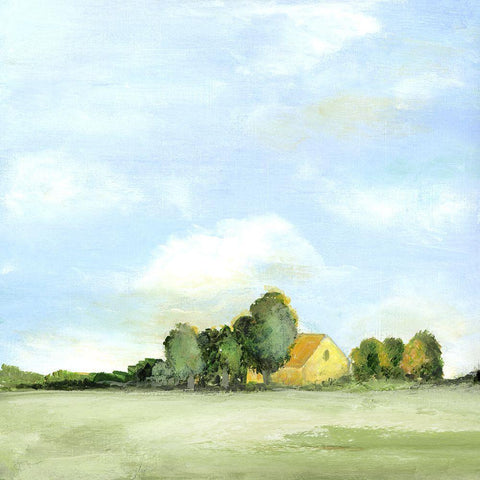 Simple Pasture White Modern Wood Framed Art Print with Double Matting by Tava Studios