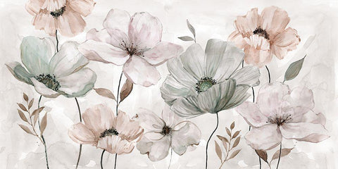 Blushing Garden White Modern Wood Framed Art Print with Double Matting by Robinson, Carol