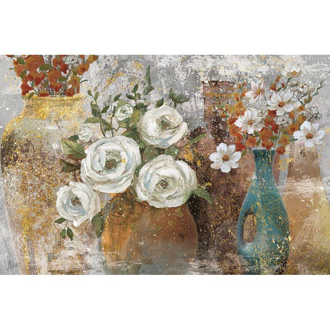 Vessels and Blooms Spice White Modern Wood Framed Art Print by Nan