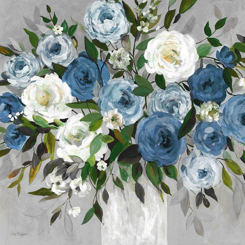 Blue Rose White Modern Wood Framed Art Print by Robinson, Carol