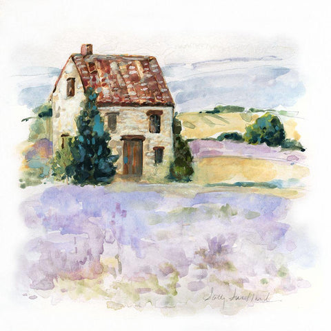 Lavender Country I White Modern Wood Framed Art Print by Swatland, Sally