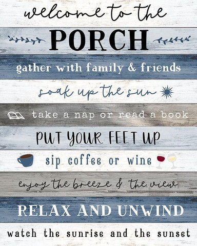 Porch Rules Black Ornate Wood Framed Art Print with Double Matting by Carpentieri, Natalie