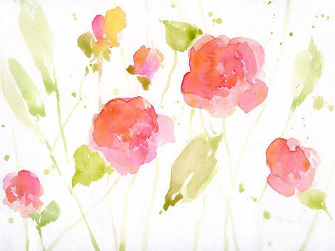Wild Roses I White Modern Wood Framed Art Print with Double Matting by Swatland, Katie