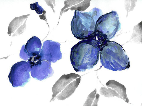 Indigo Enchantment I White Modern Wood Framed Art Print with Double Matting by Swatland, Katie