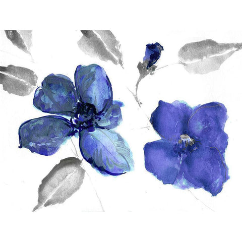 Indigo Enchantment II Black Modern Wood Framed Art Print with Double Matting by Swatland, Katie