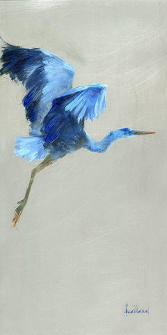 Blue Heron I White Modern Wood Framed Art Print with Double Matting by Swatland, Katie
