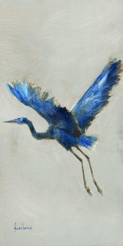 Blue Heron II White Modern Wood Framed Art Print with Double Matting by Swatland, Katie