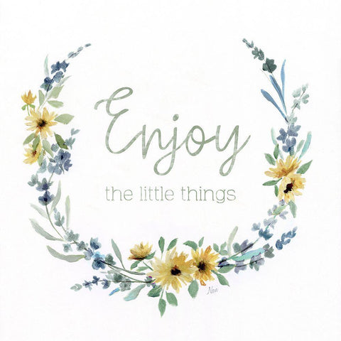 Enjoy the Little Things White Modern Wood Framed Art Print with Double Matting by Nan