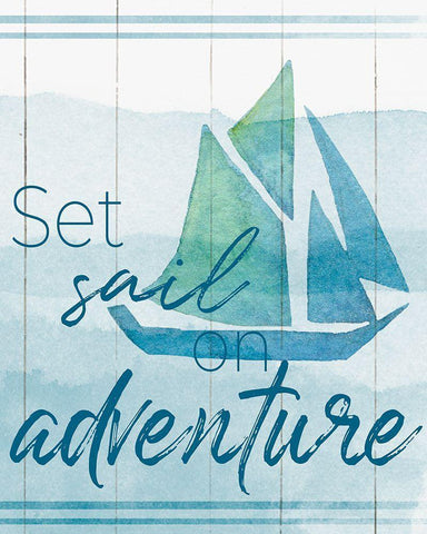 Set Sail White Modern Wood Framed Art Print with Double Matting by Santiago, Daniela