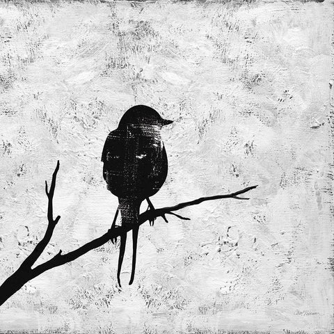 Bird Silhouette I White Modern Wood Framed Art Print with Double Matting by Robinson, Carol