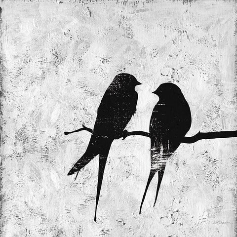 Bird Silhouette II Black Modern Wood Framed Art Print with Double Matting by Robinson, Carol