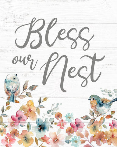 Bless Our Nest Black Ornate Wood Framed Art Print with Double Matting by Robinson, Carol