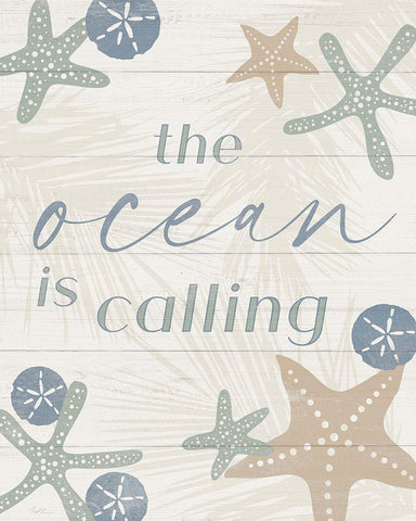 The Ocean is Calling White Modern Wood Framed Art Print with Double Matting by Carpentieri, Natalie