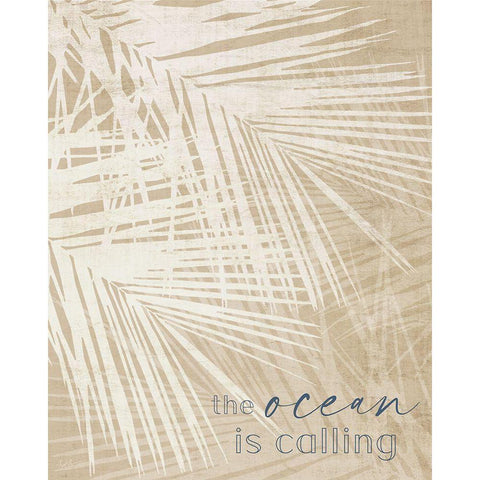 Ocean Calling Palms Gold Ornate Wood Framed Art Print with Double Matting by Carpentieri, Natalie