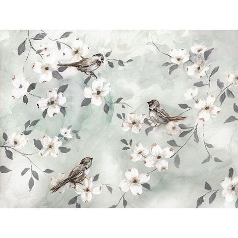 Spring Serenade White Modern Wood Framed Art Print by Nan