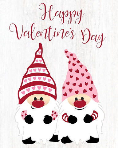 Valentine Gnomes Black Ornate Wood Framed Art Print with Double Matting by CAD Designs