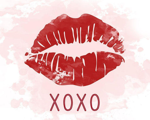 XOXO Lips White Modern Wood Framed Art Print with Double Matting by Carpentieri, Natalie