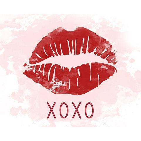 XOXO Lips Gold Ornate Wood Framed Art Print with Double Matting by Carpentieri, Natalie