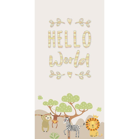 Hello World Safari White Modern Wood Framed Art Print by CAD Designs