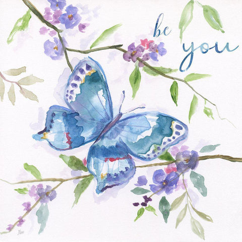 Be You Butterfly White Modern Wood Framed Art Print with Double Matting by Nan