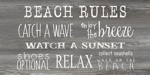 Beach Rules Black Ornate Wood Framed Art Print with Double Matting by CAD Designs