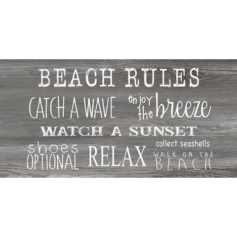 Beach Rules Gold Ornate Wood Framed Art Print with Double Matting by CAD Designs