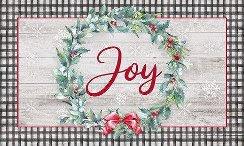 Joy Wreath Black Ornate Wood Framed Art Print with Double Matting by Knutsen, Conrad