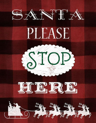 Santa Stop White Modern Wood Framed Art Print with Double Matting by Robinson, Carol