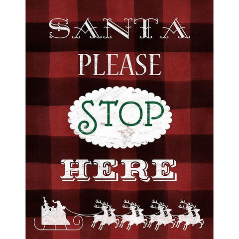 Santa Stop Gold Ornate Wood Framed Art Print with Double Matting by Robinson, Carol