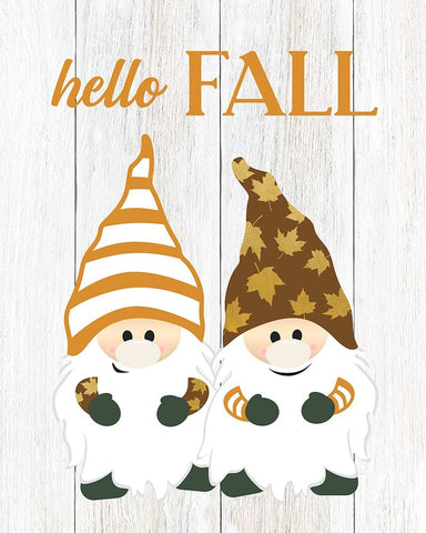 Harvest Gnomes White Modern Wood Framed Art Print with Double Matting by CAD Designs