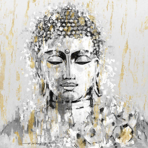 Simmering Buddha White Modern Wood Framed Art Print with Double Matting by Orme, E. Anthony