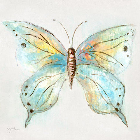 Artful Butterfly II White Modern Wood Framed Art Print with Double Matting by Tava Studios