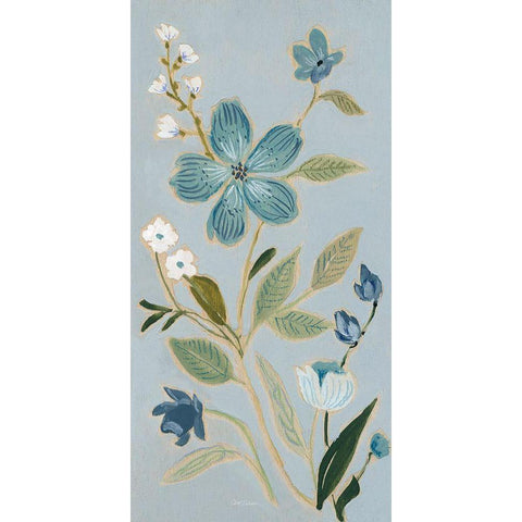 Woodblock Botanical I White Modern Wood Framed Art Print by Robinson, Carol