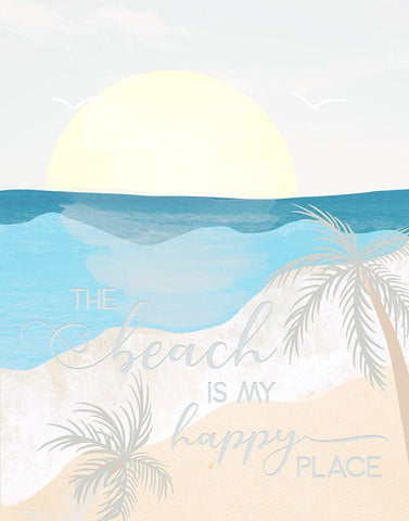 Happy Place White Modern Wood Framed Art Print with Double Matting by Santiago, Daniela