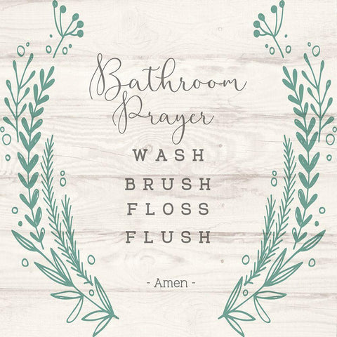 Bathroom Prayer White Modern Wood Framed Art Print by Jill, Susan