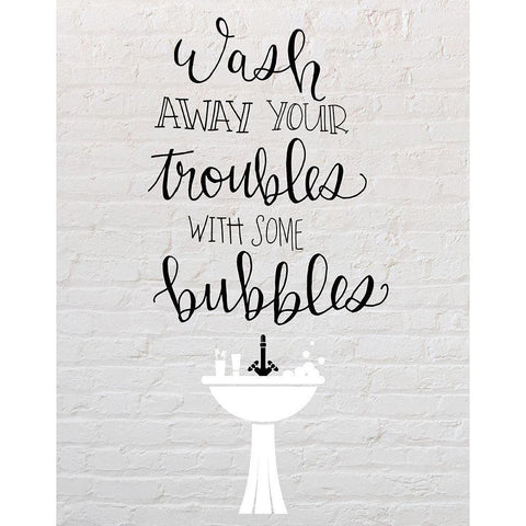 Wash Away Troubles White Modern Wood Framed Art Print by Murray, Amanda