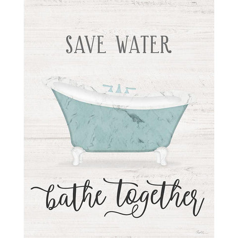 Save Water White Modern Wood Framed Art Print by Carpentieri, Natalie