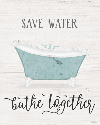 Save Water White Modern Wood Framed Art Print with Double Matting by Carpentieri, Natalie