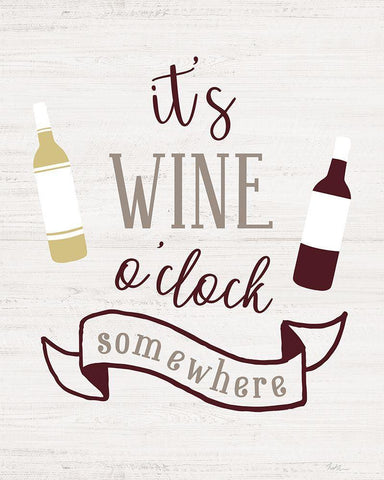 Wine OClock White Modern Wood Framed Art Print with Double Matting by Carpentieri, Natalie